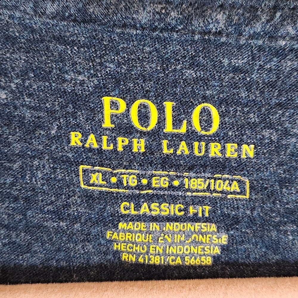 Polo Ralph Lauren Mens XL Classic Fit Long Sleeve Pocket T-Shirt Heather Navy - Picture 3 of 9